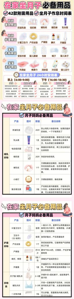 在家坐月子 24H 生活表